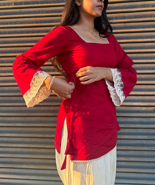 Cherry side adjustment kurti
