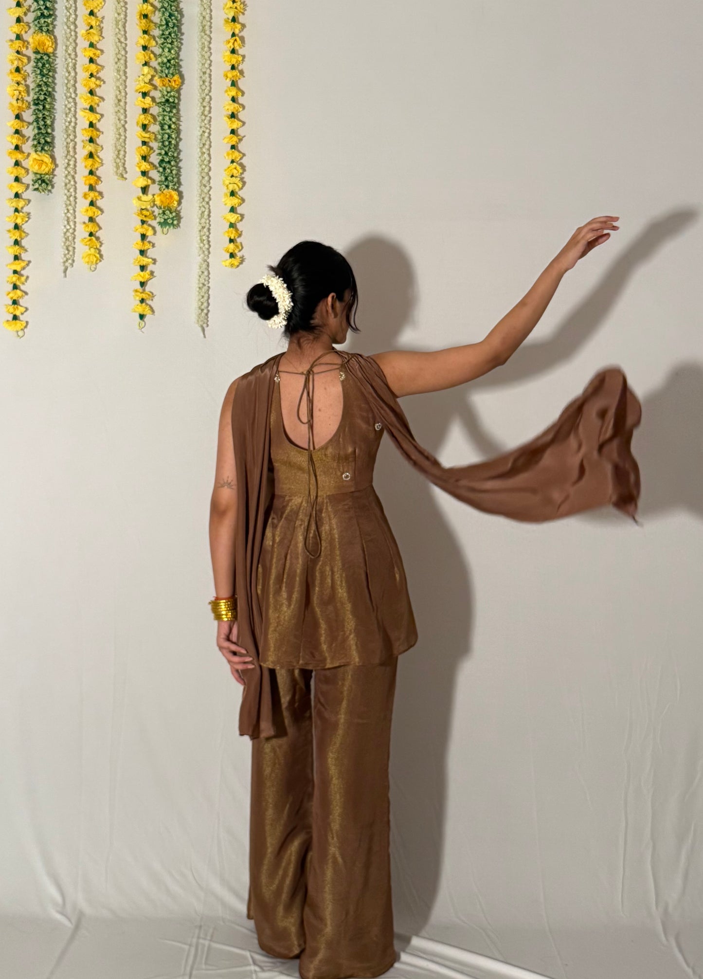 Brown bell bottom pants