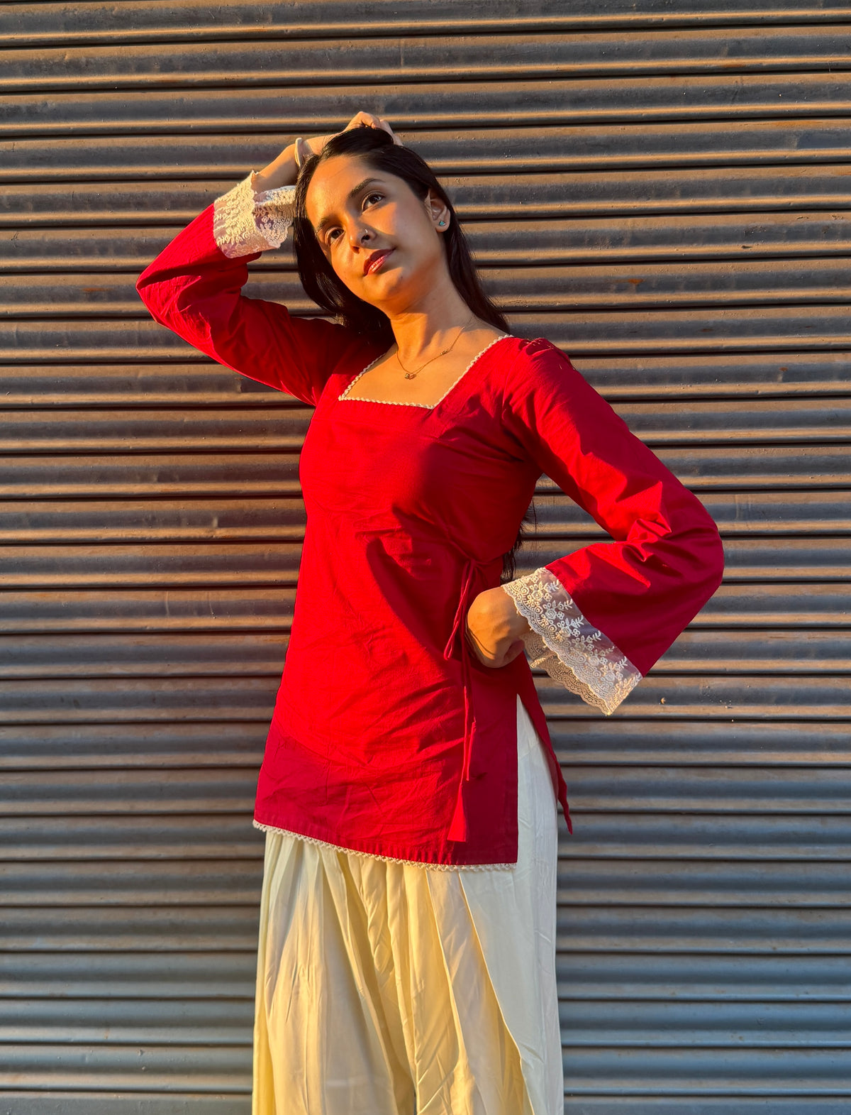 Cherry side adjustment kurti