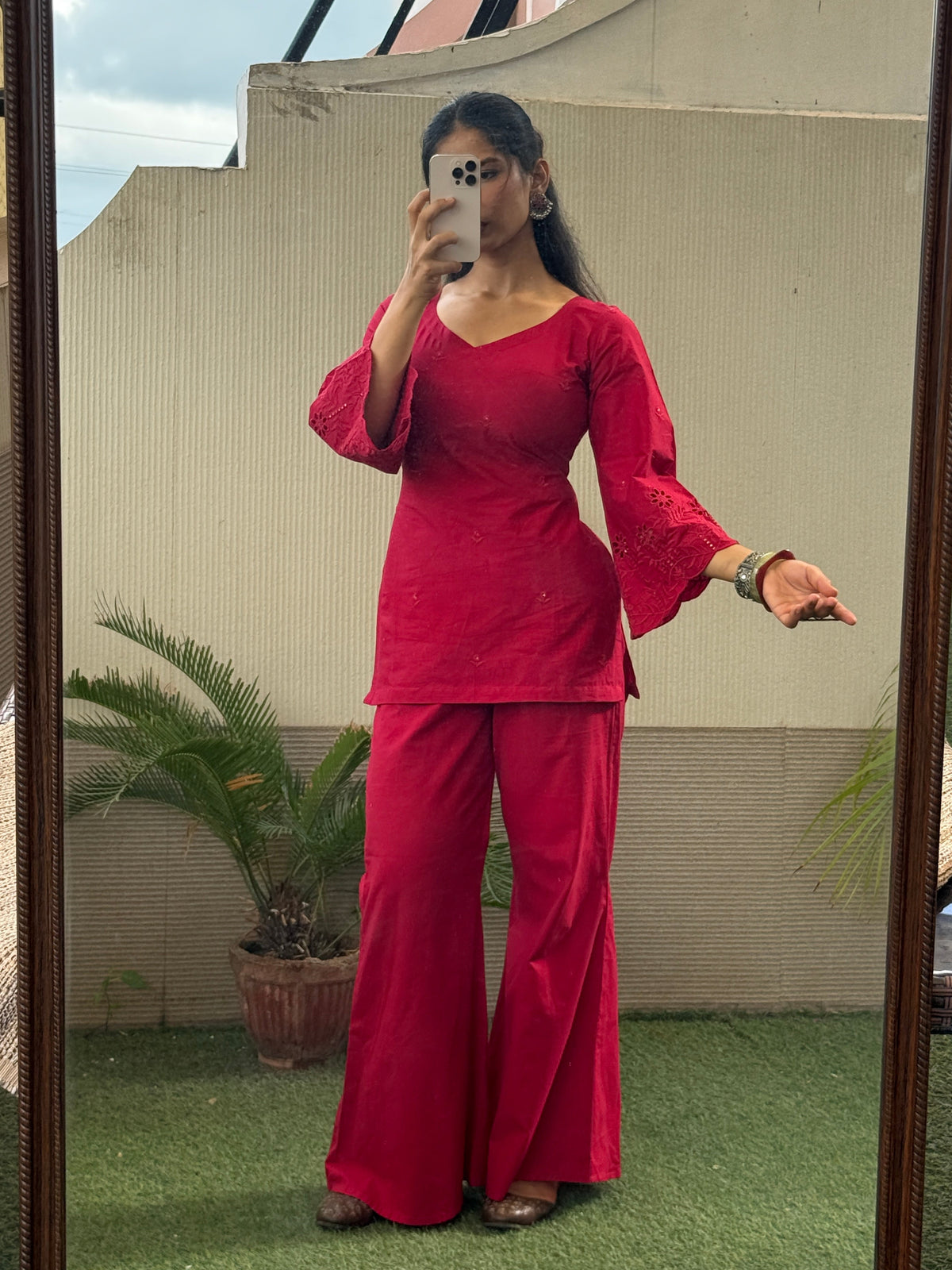 Lal chuski corset kurti
