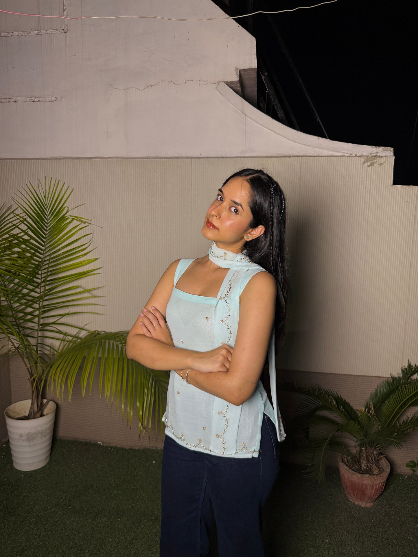 Poo corset kurti blue