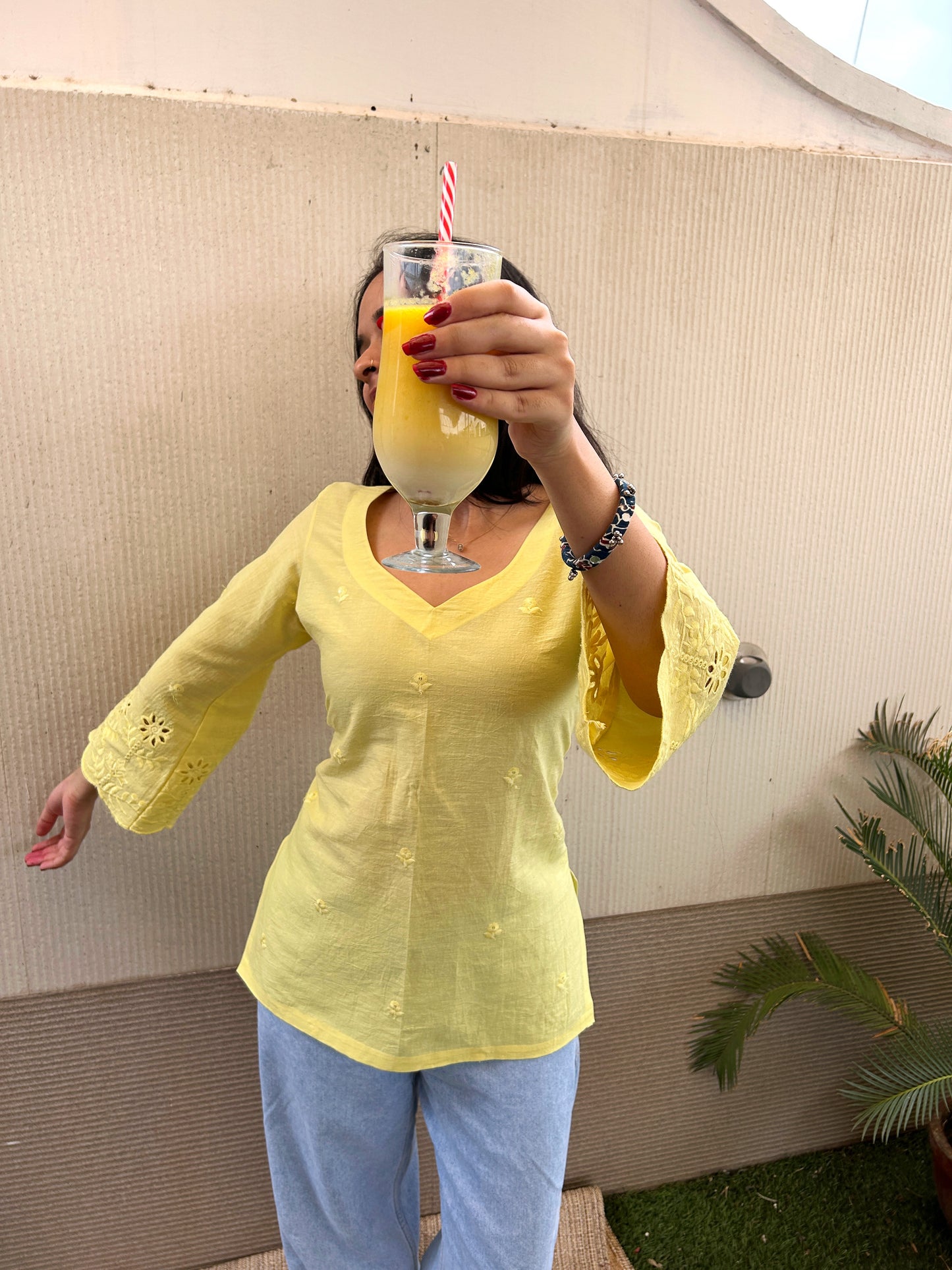 Peela Colada corset short kurti