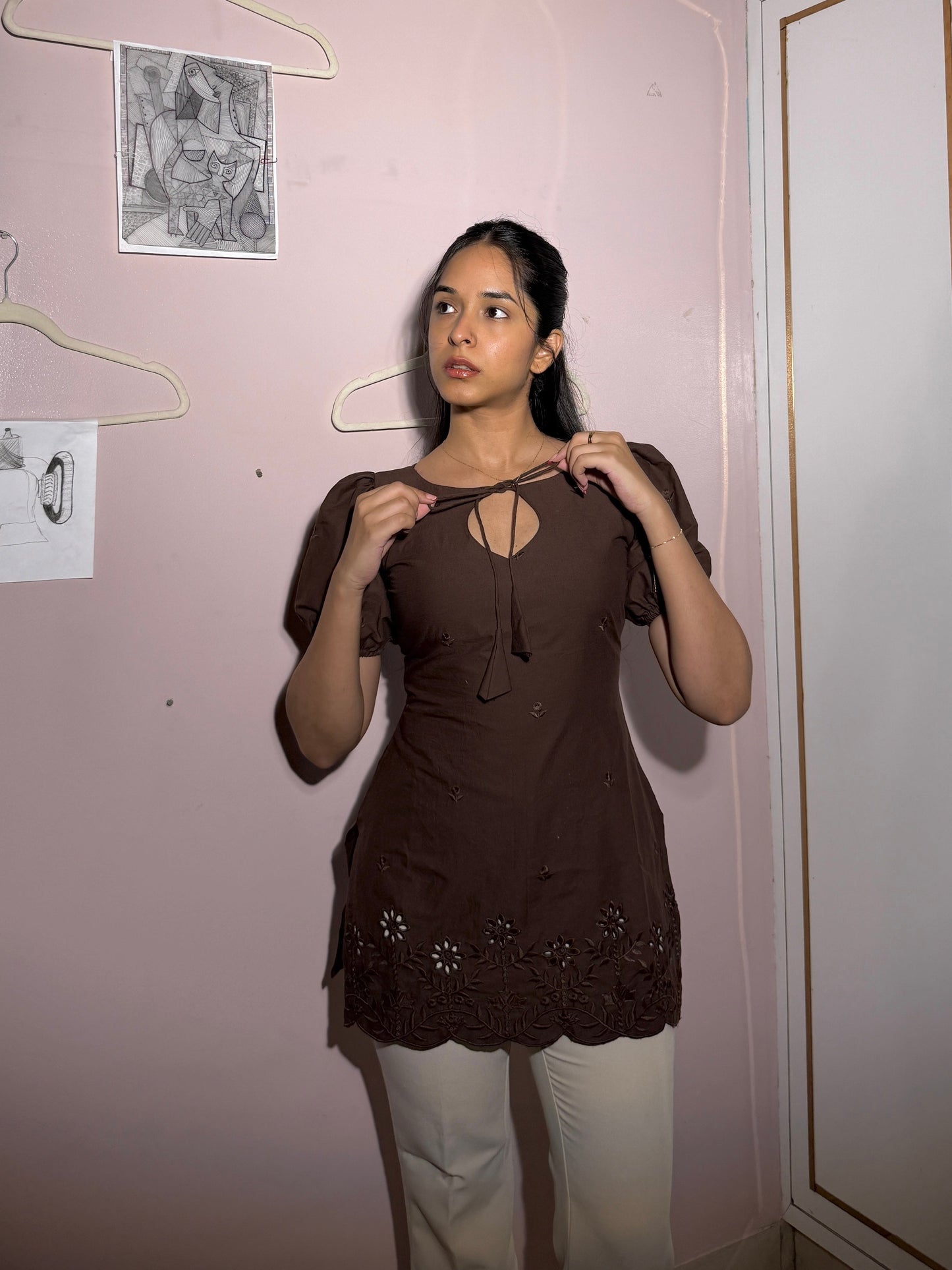 Kulhad puff sleeve corset kurti
