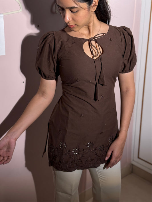 Kulhad puff sleeve corset kurti