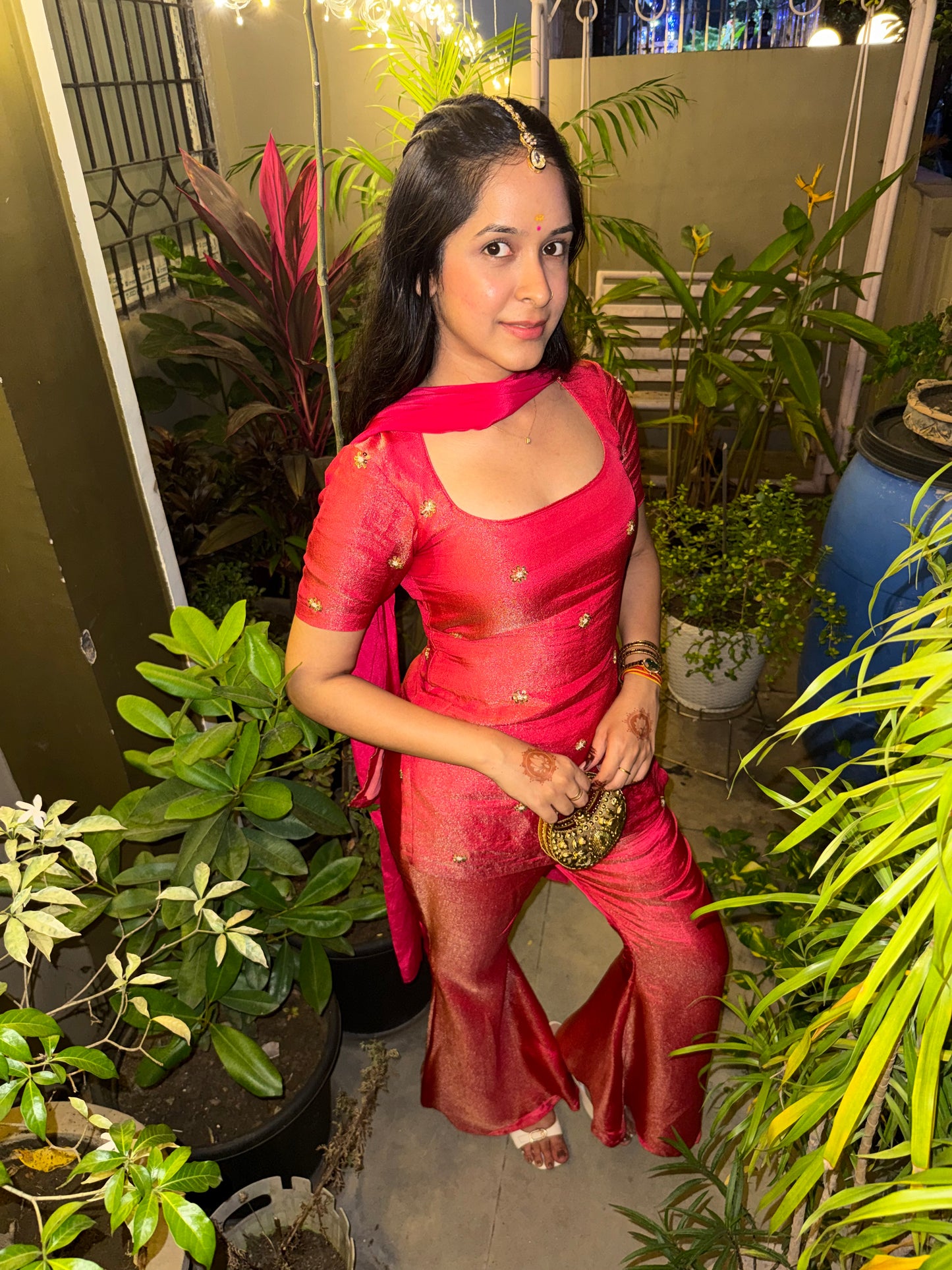 Pink bell bottom pants