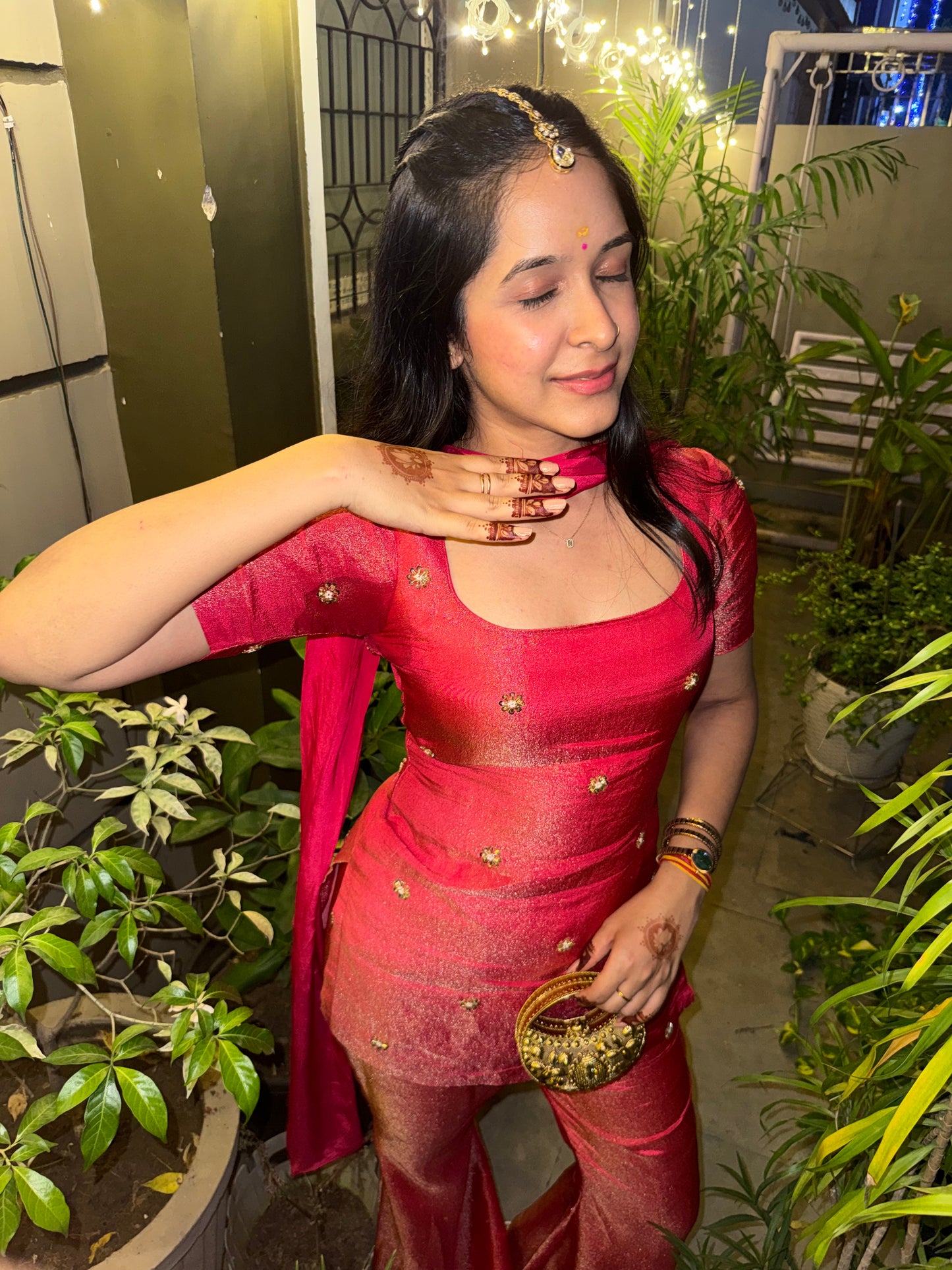 Pink Y2k top, dupatta