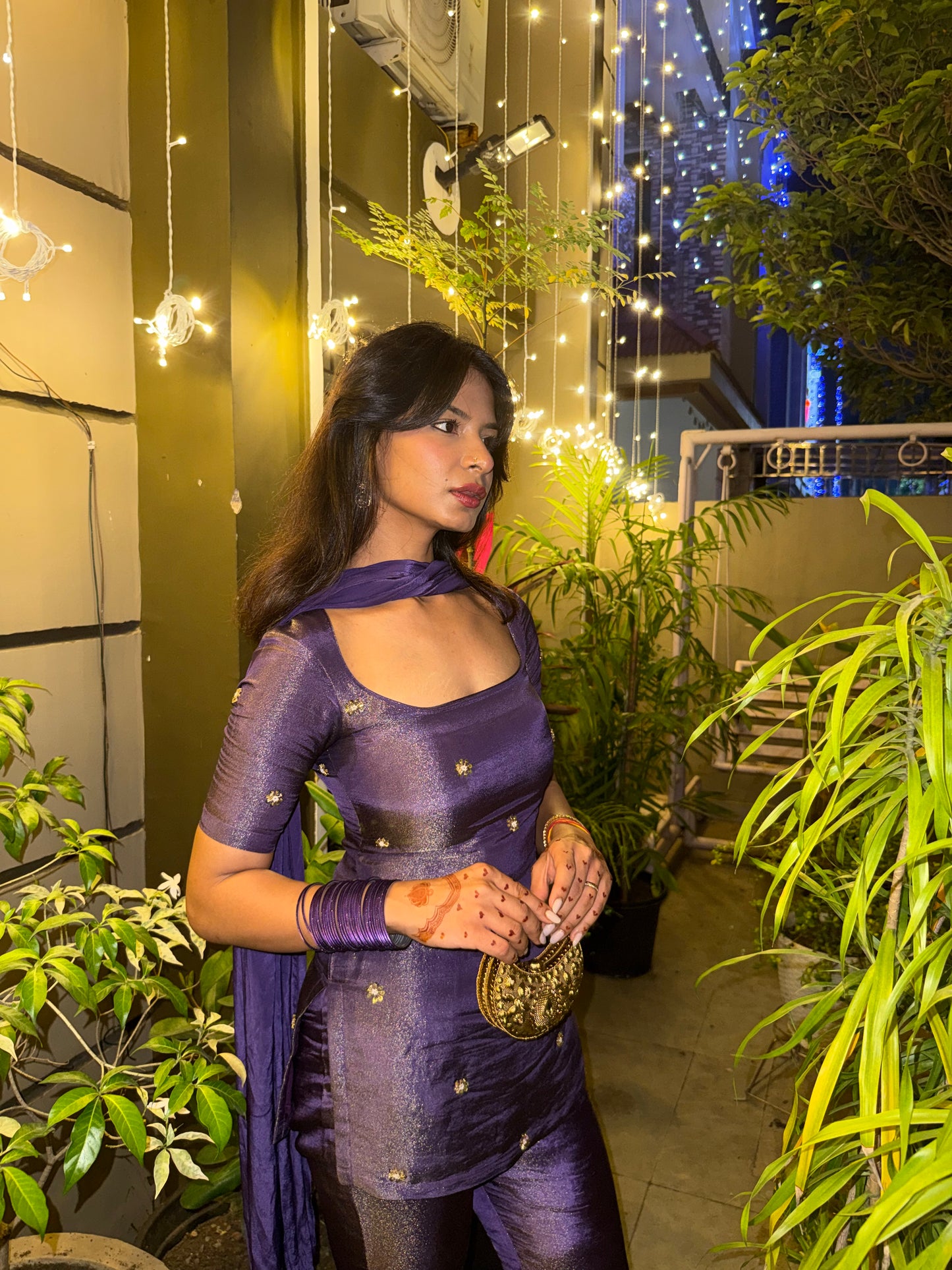 Purple Y2k top, dupatta