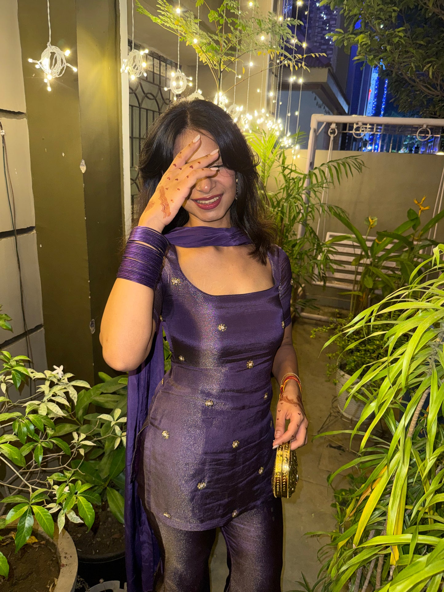 Purple Y2k top, dupatta