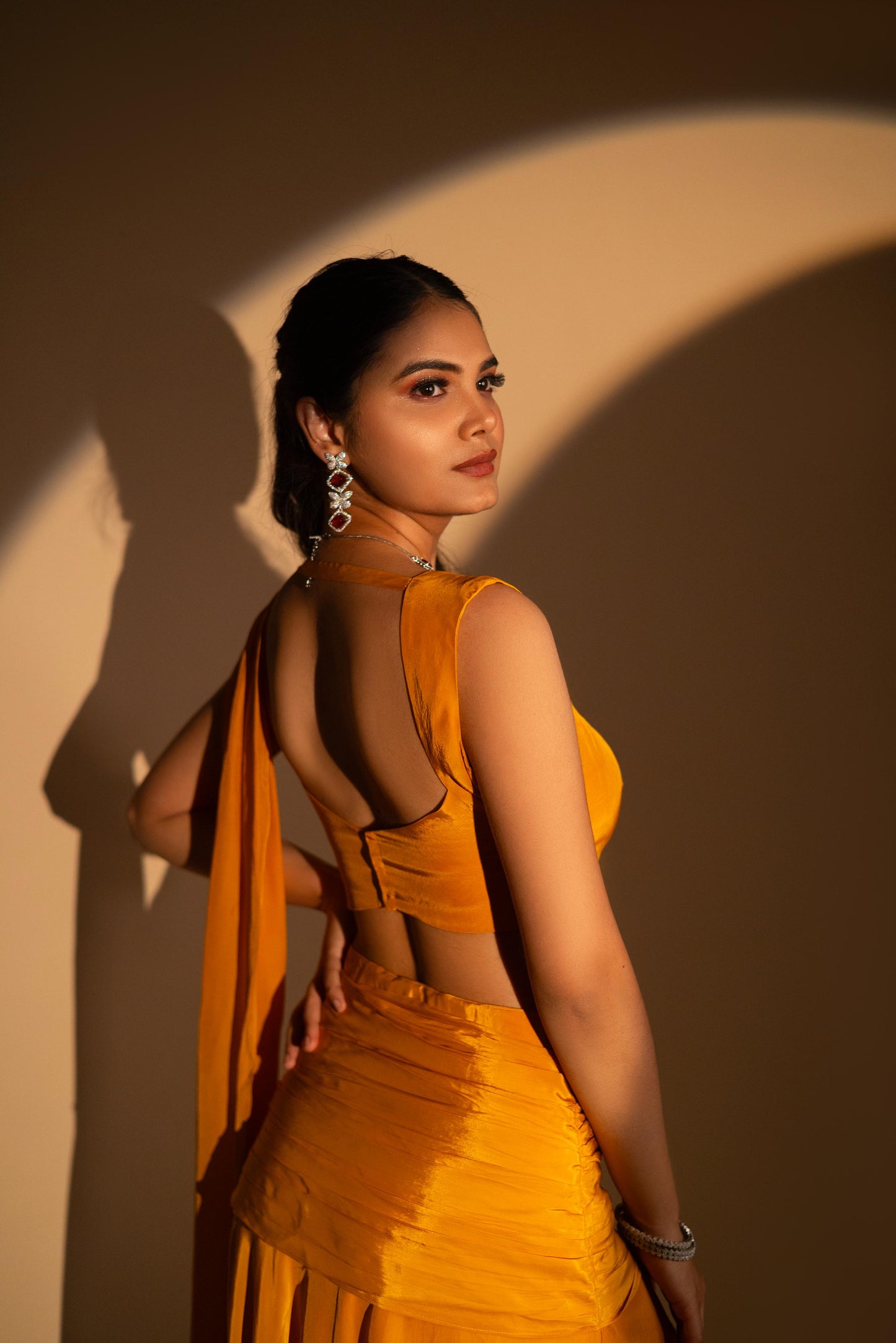 Mustard Drape saree