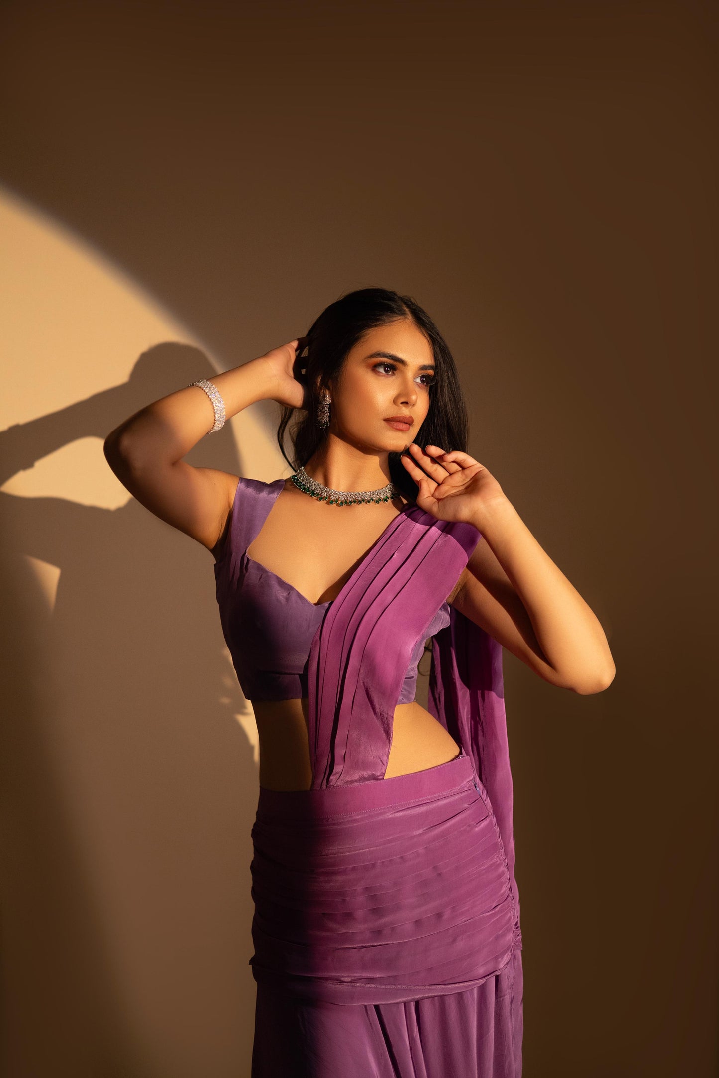 Purple Drape saree
