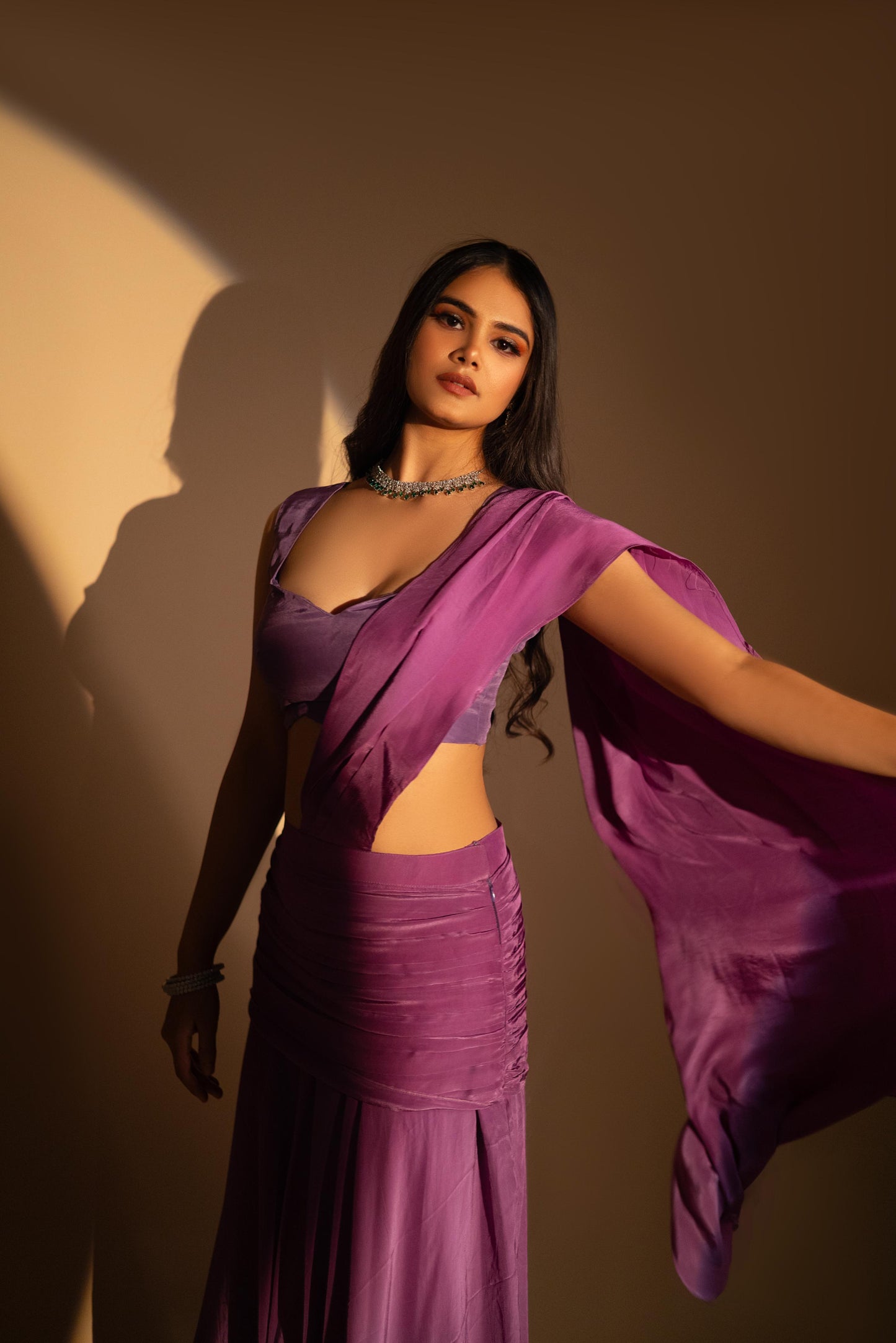 Purple Drape saree