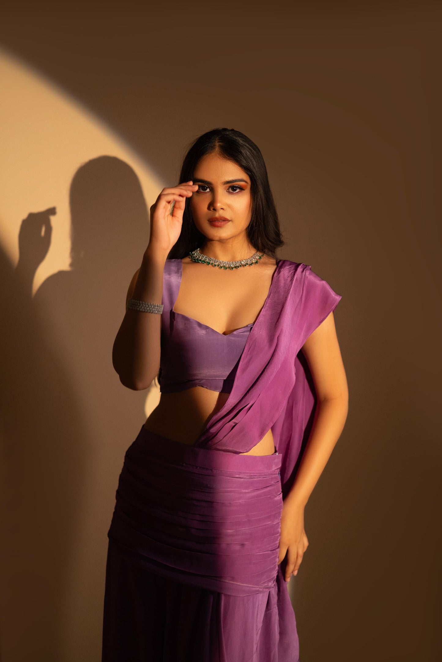 Purple Drape saree