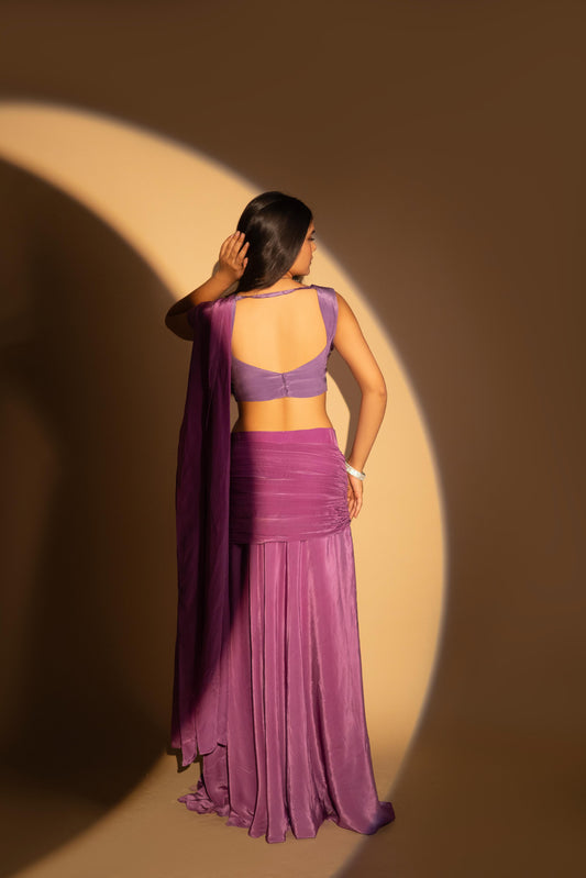 Purple Drape saree