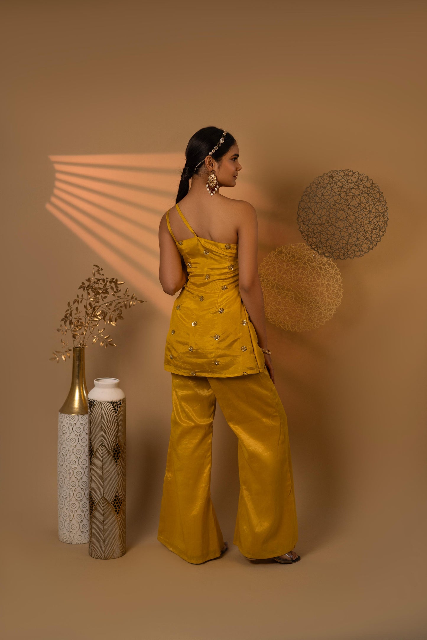 Mustard bell-bottom pants
