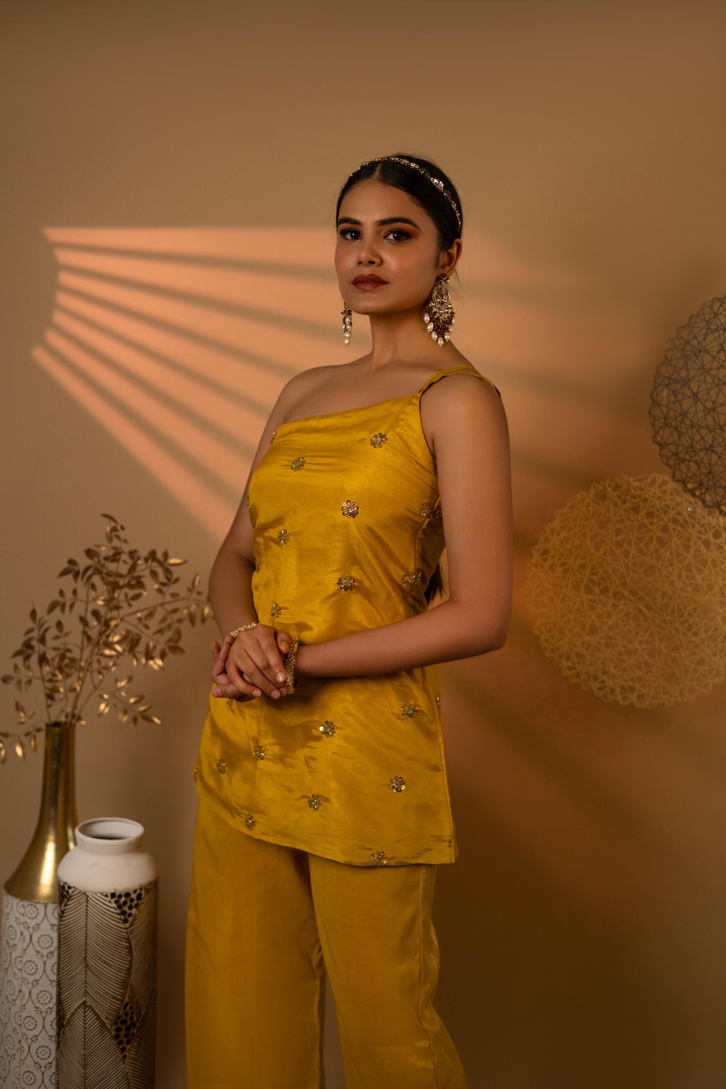 Mustard bell-bottom pants